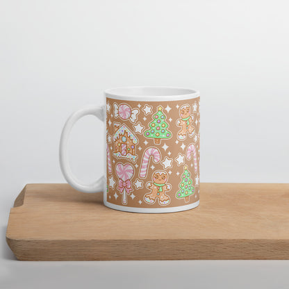 Kawaii Christmas White Glossy Mug (Coffee Latte)