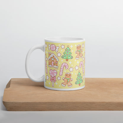 Kawaii Christmas White Glossy Mug (Vanilla Cream)