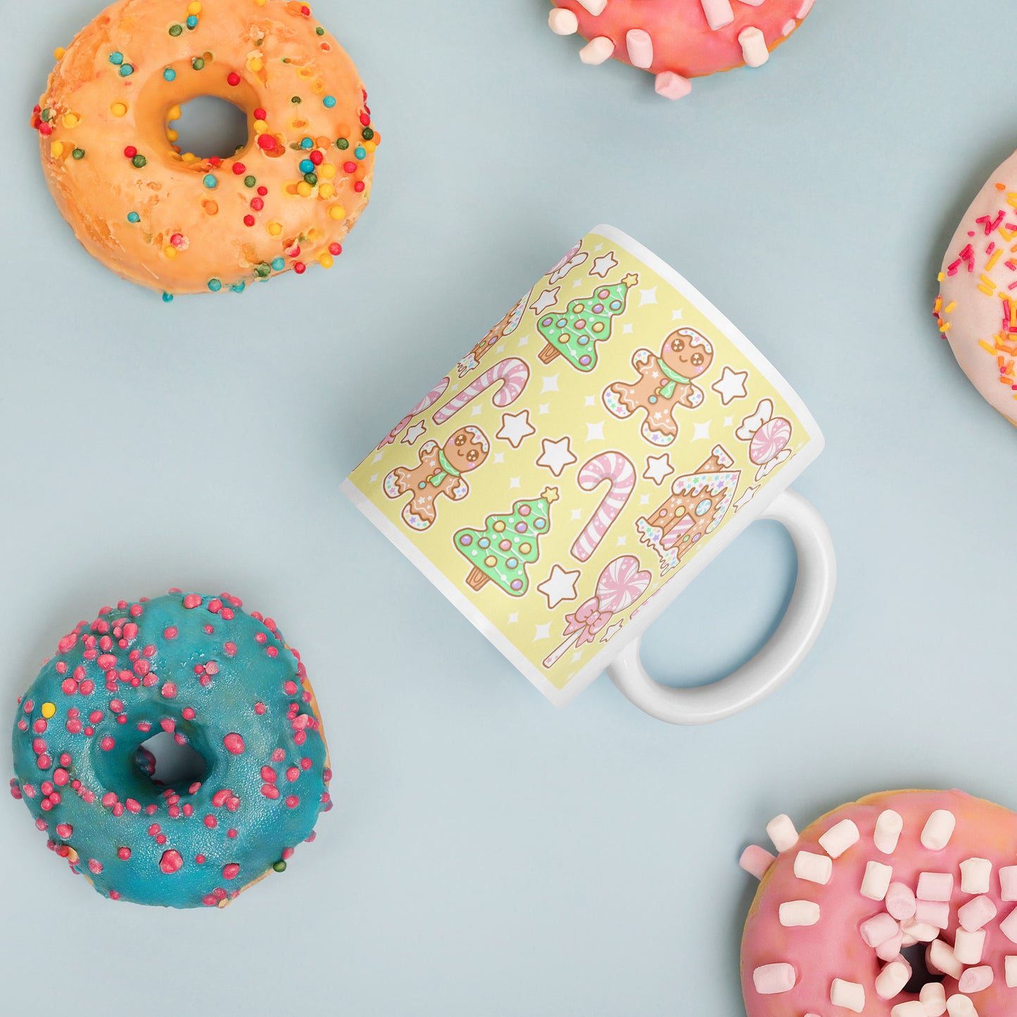 Kawaii Christmas White Glossy Mug (Vanilla Cream)