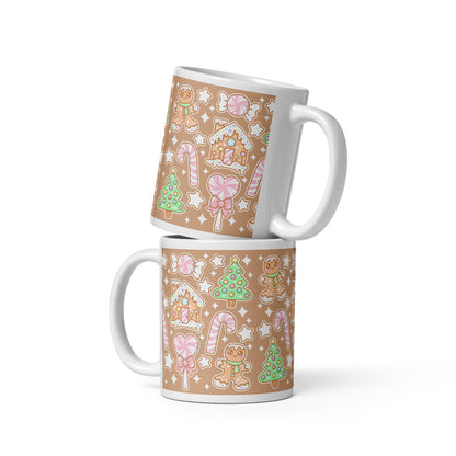 Kawaii Christmas White Glossy Mug (Coffee Latte)