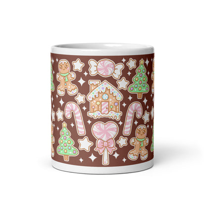 Kawaii Christmas White Glossy Mug (Chocolate Cocoa)