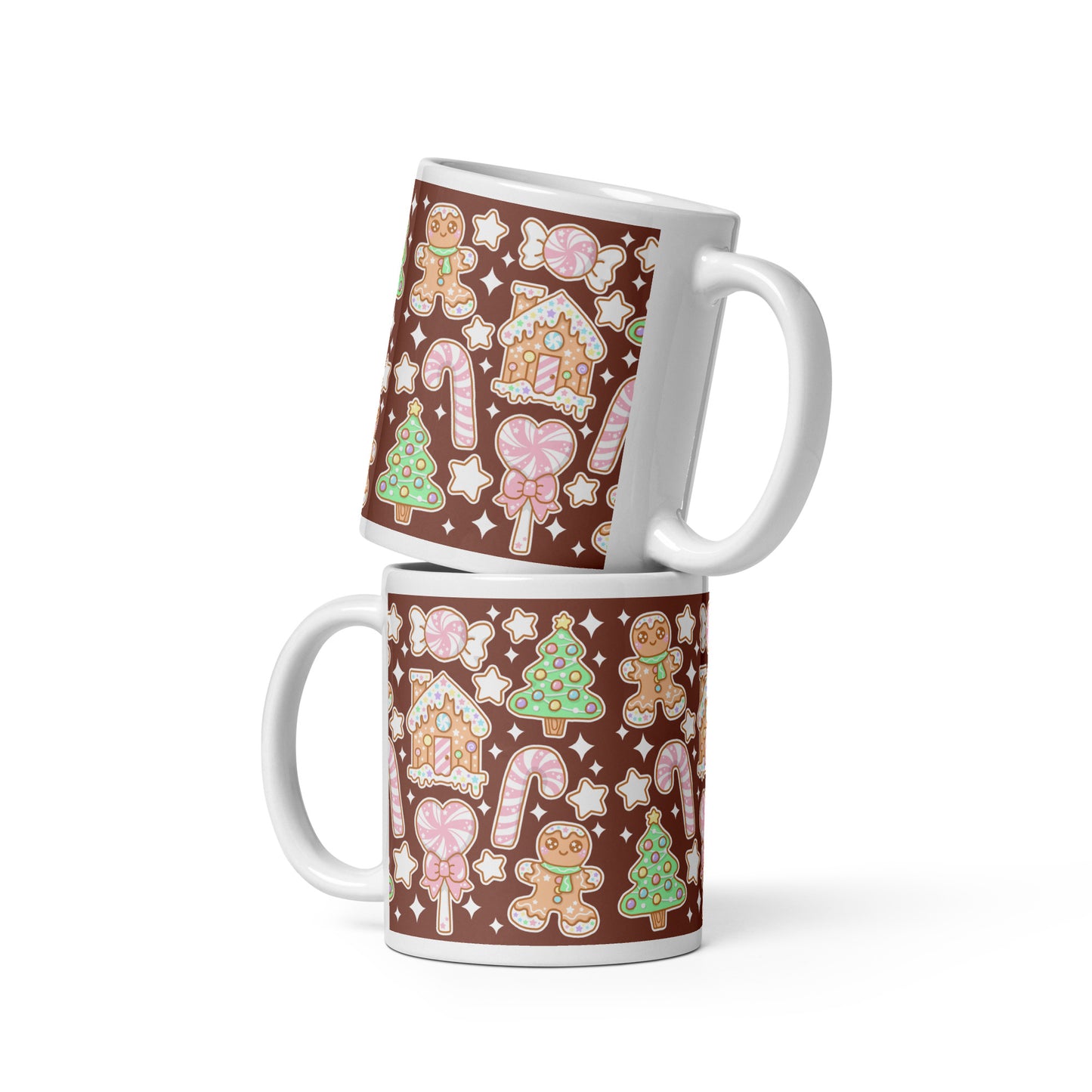 Kawaii Christmas White Glossy Mug (Chocolate Cocoa)