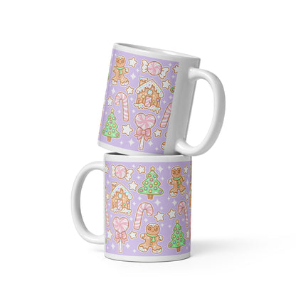 Kawaii Christmas White Glossy Mug (Sugar Plum)