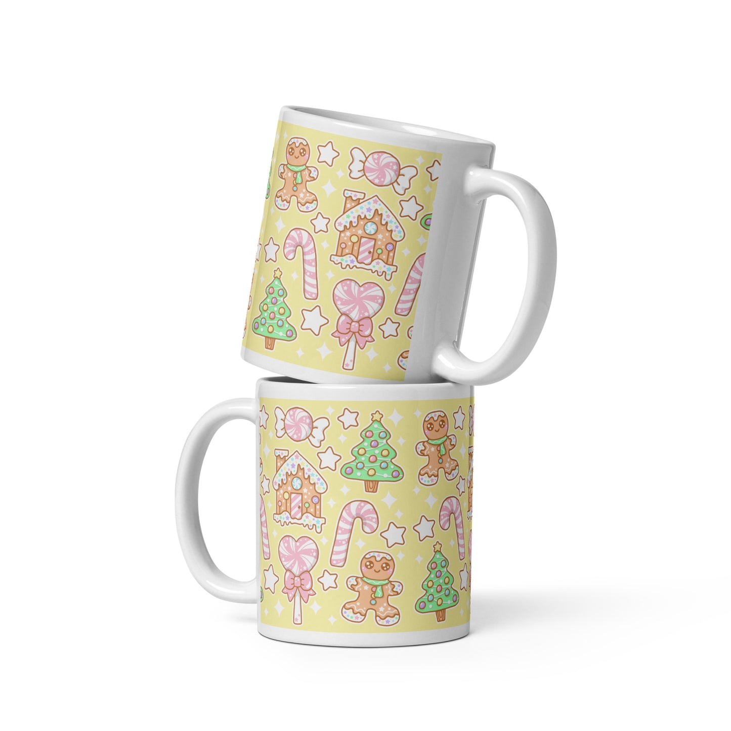 Kawaii Christmas White Glossy Mug (Vanilla Cream)