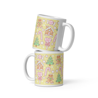 Kawaii Christmas White Glossy Mug (Vanilla Cream)
