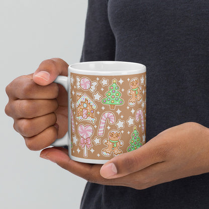 Kawaii Christmas White Glossy Mug (Coffee Latte)
