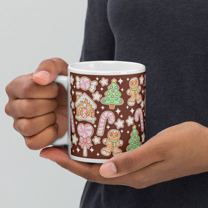 Kawaii Christmas White Glossy Mug (Chocolate Cocoa)