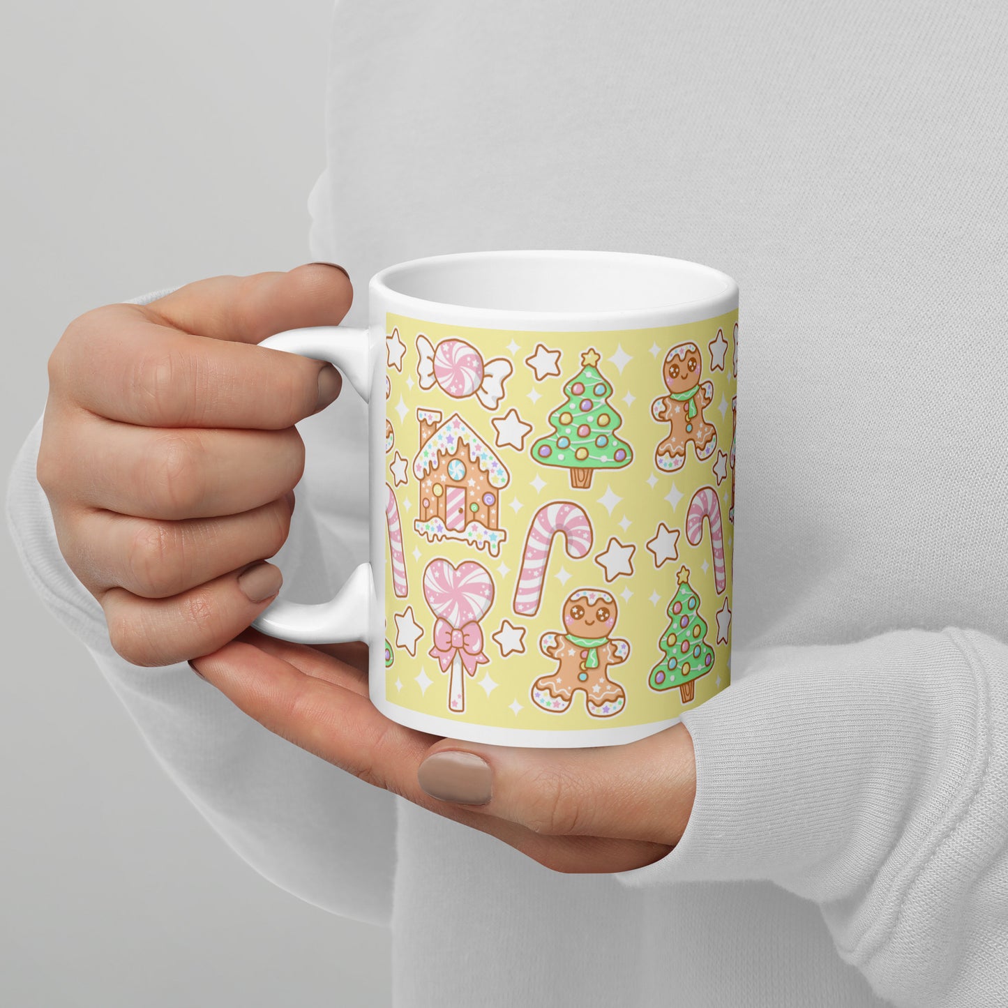 Kawaii Christmas White Glossy Mug (Vanilla Cream)