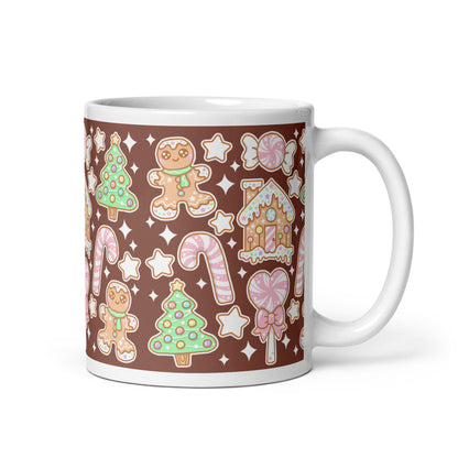 Kawaii Christmas White Glossy Mug (Chocolate Cocoa)