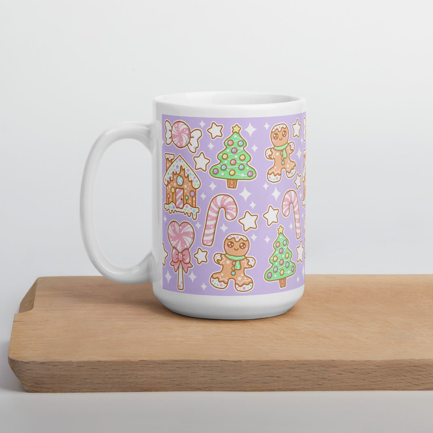 Kawaii Christmas White Glossy Mug (Sugar Plum)