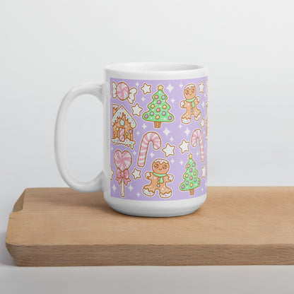 Kawaii Christmas White Glossy Mug (Sugar Plum)