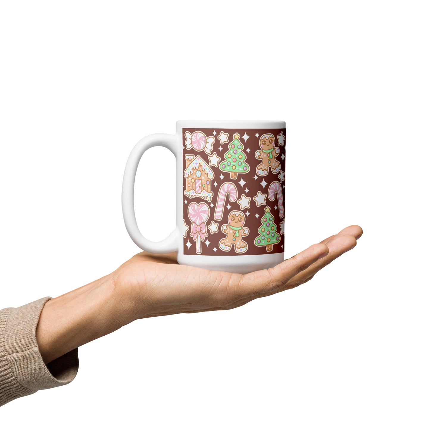 Kawaii Christmas White Glossy Mug (Chocolate Cocoa)