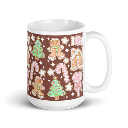 Kawaii Christmas White Glossy Mug (Chocolate Cocoa)