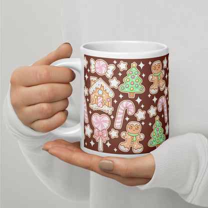 Kawaii Christmas White Glossy Mug (Chocolate Cocoa)