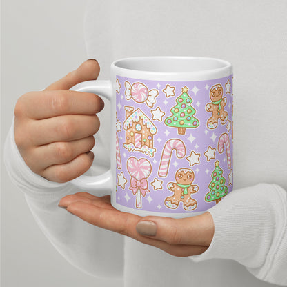 Kawaii Christmas White Glossy Mug (Sugar Plum)