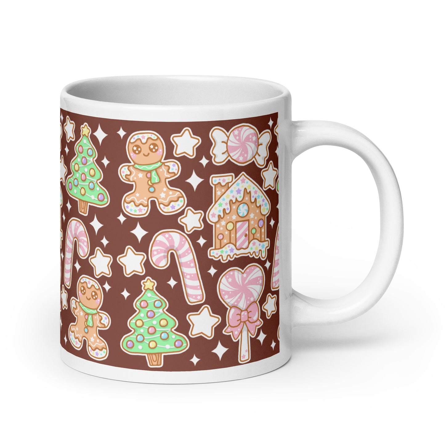 Kawaii Christmas White Glossy Mug (Chocolate Cocoa)