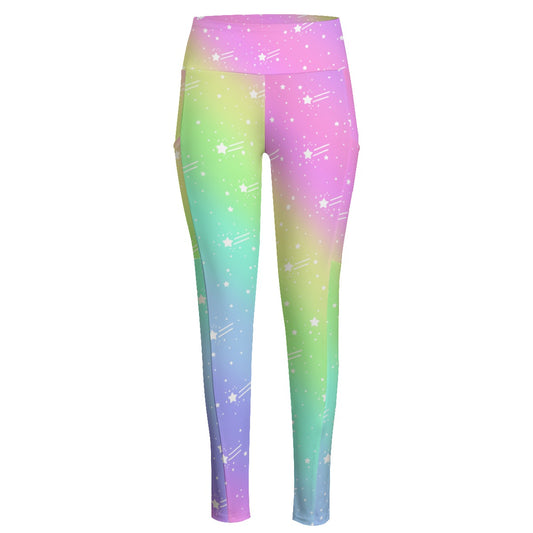 Wishful Rainbow Women's High Waist Yoga Pants With Side Pocket