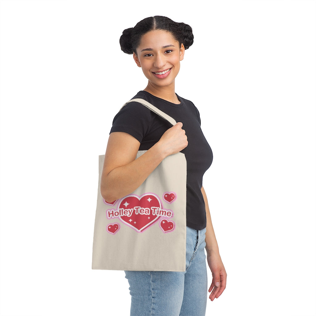 Holley Tea Time Hearts Canvas Tote Bag