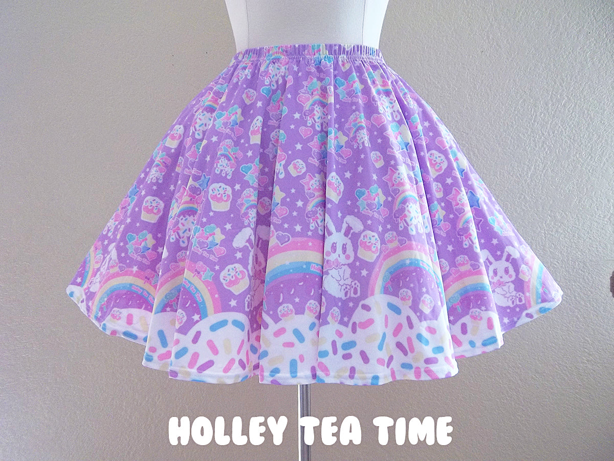Rainbow Sweets lavender skater skirt [made to order]