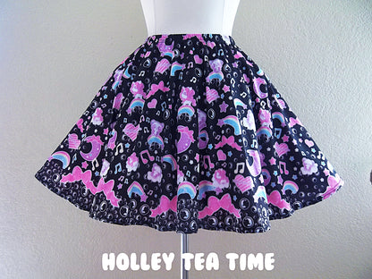 Bubbly dreams black skater skirt [made to order]