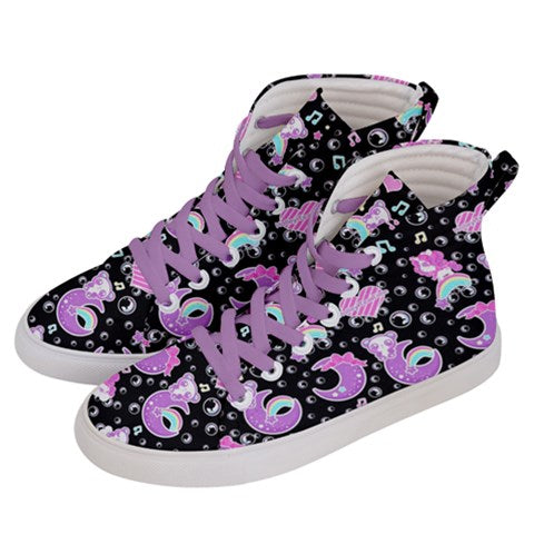 Bubbly Dreams Black WOMEN'S HI-TOP SNEAKERS [made to order]