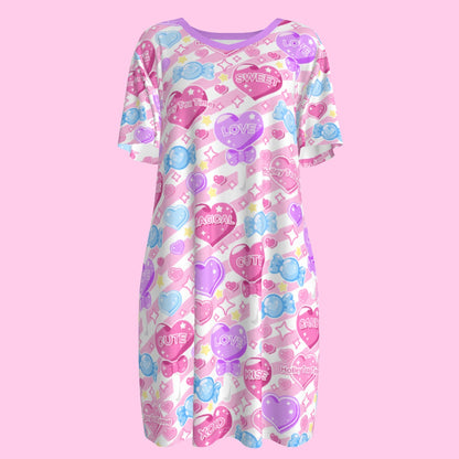 Candy Love Hearts (Colorful Cutie) Women's T-shirt Dress