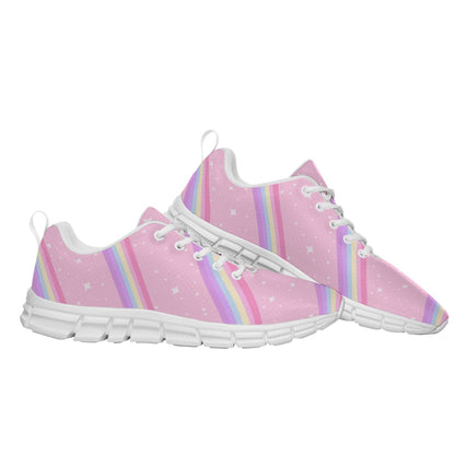Kawaii Sparkle Cake Rainbow Beam Women's Sports Shoes With White Sole