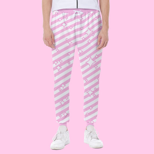 Candy Love Hearts Pink Sparkle Stripes Men's Sweatpants