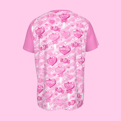 Candy Love Hearts (Pink Cutie) Men's Round Neck Short Sleeve T-Shirt