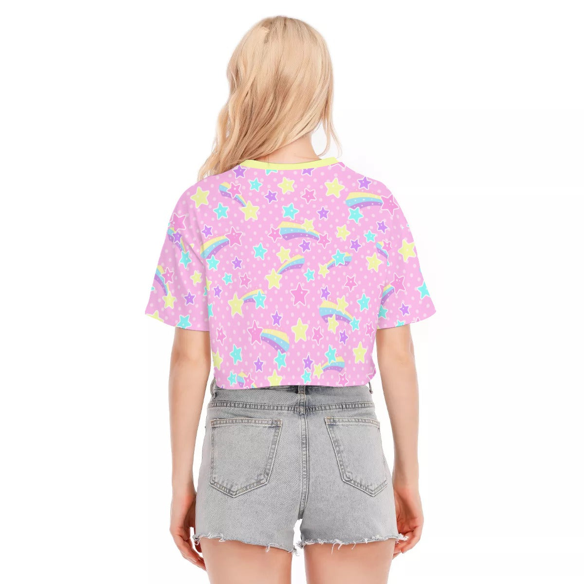 Starry Party Pink Cotton Crop Top