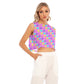 Electric Star Wave Pink Sleeveless Relaxed Fit Crop Top