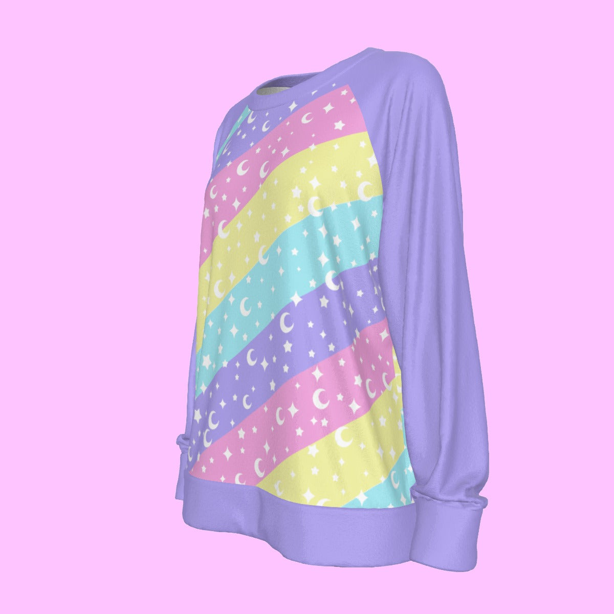Cosmic Rainbow Women's Round Neck Raglan Sleeve Sweatshirt