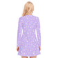 Starry Glitter Women's V-neck Long Sleeve Dress (Purple)