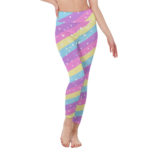 Starry Party Stripes Women's High-Waisted Leggings