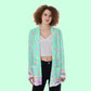 Rainbow Sweets Mint Open Front Lightweight Cardigan With Pockets