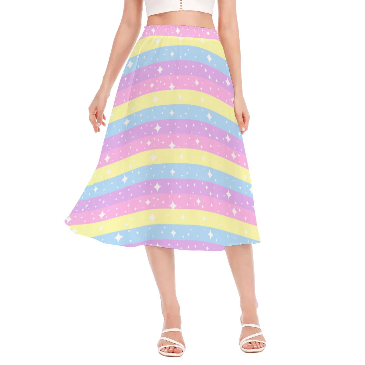 Rainbow Ribbon Women's Long Midi Chiffon Skirt