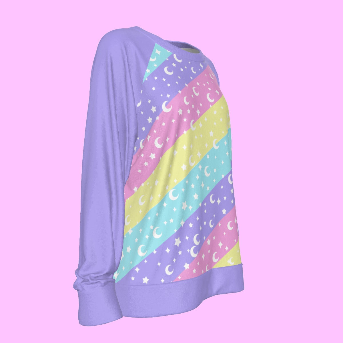 Cosmic Rainbow Women's Round Neck Raglan Sleeve Sweatshirt