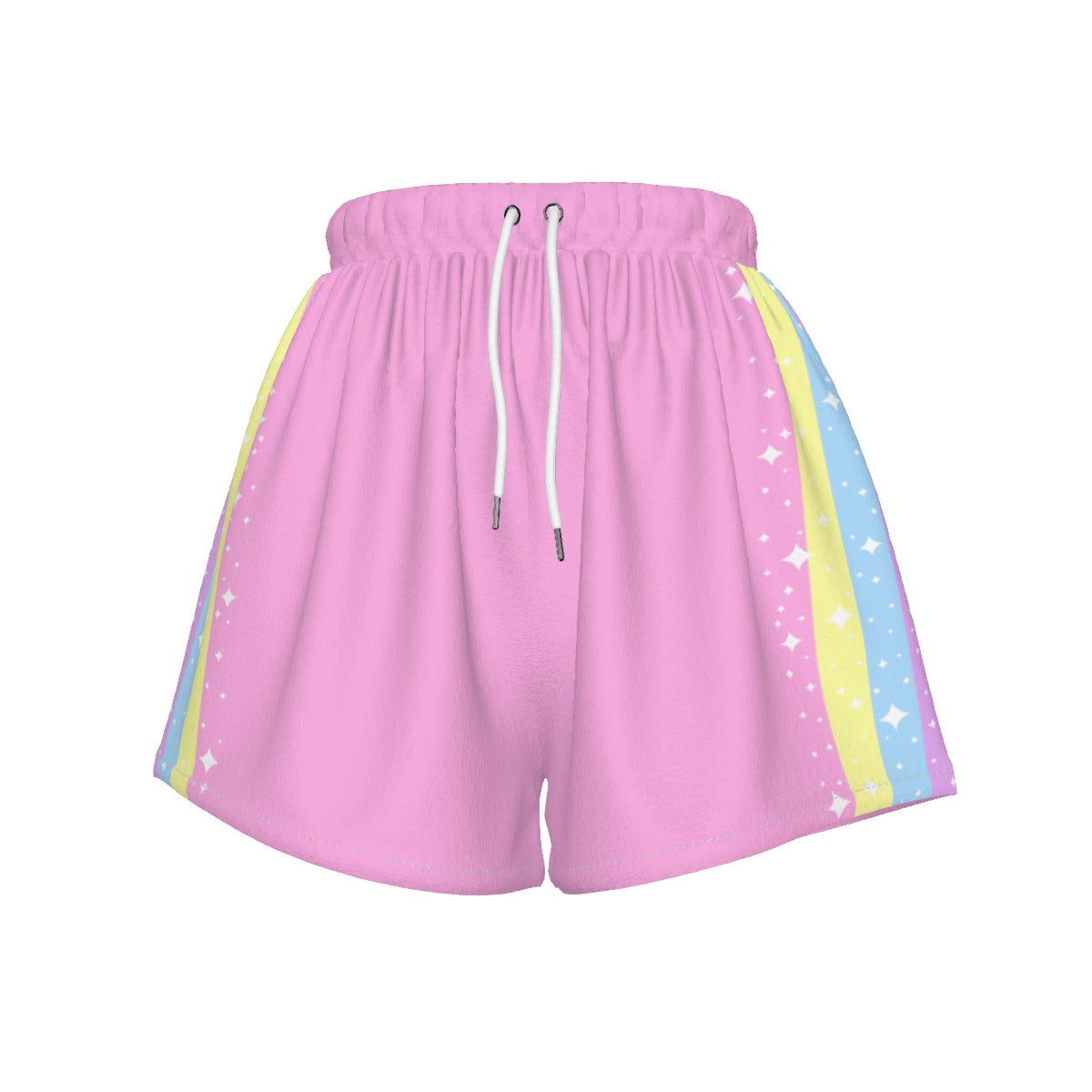 Happy Rainbow Cloud Pink Women's Sports Shorts