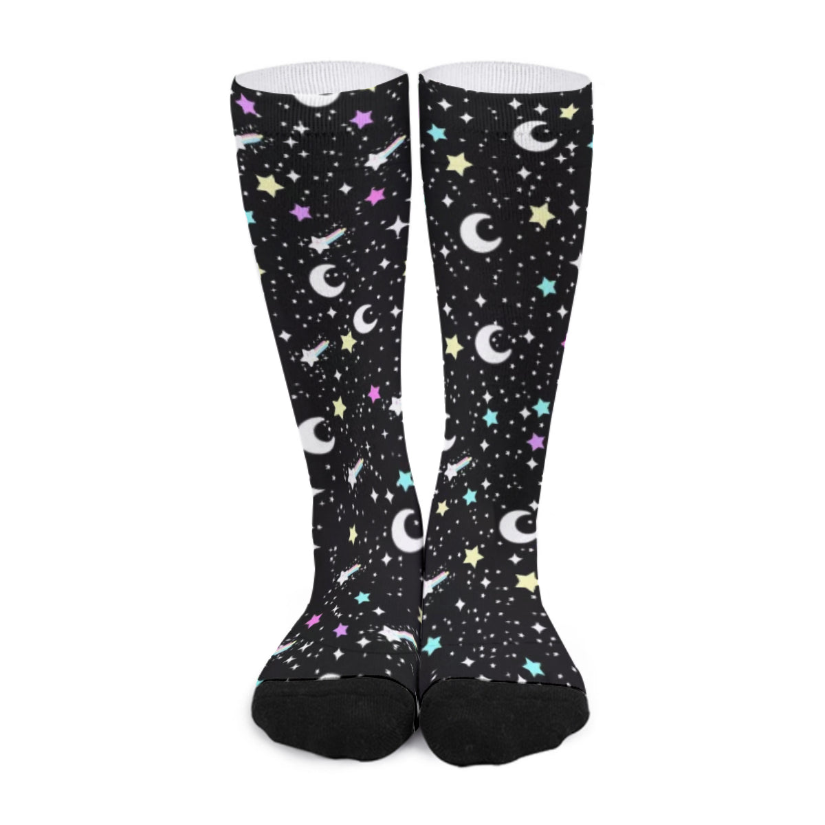 Starry Glitter Black Unisex Crew Socks