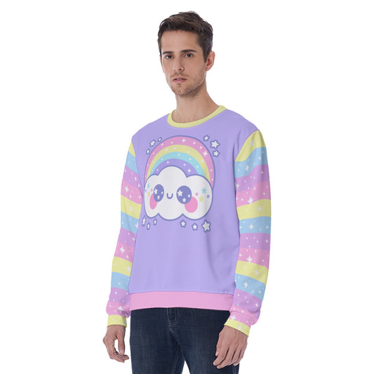 Happy Rainbow Cloud Purple Men's Sweatshirt