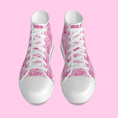 Candy Love Hearts (Pink Cutie) Women's High Top Cutie Canvas Shoes