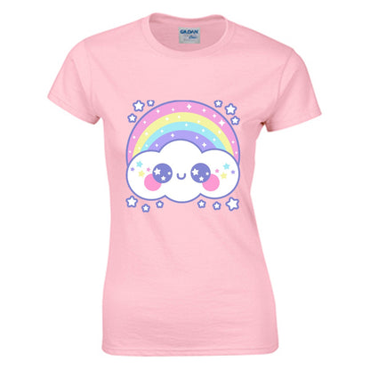Happy Rainbow Cloud Women's Cotton T-shirt