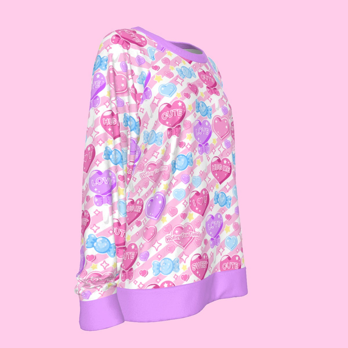 Candy Love Hearts (Colorful Cutie) Women's Round Neck Raglan Sleeve Sweatshirt