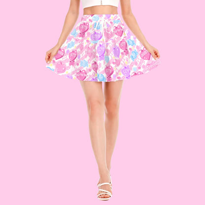 Candy Love Hearts (Colorful Cutie) Women's Ruffled Mini Skirt