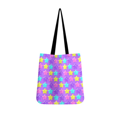 Electric Star Wave Purple Canvas Tote Bag