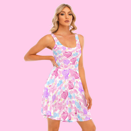 Candy Love Hearts (Colorful Cutie) Women's Skater Dress With Pockets