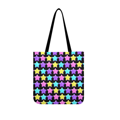 Electric Star Wave Black Canvas Tote Bag