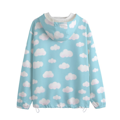 Dreamy Clouds Unisex Half-Zip Anorak Jacket (Sky Blue)