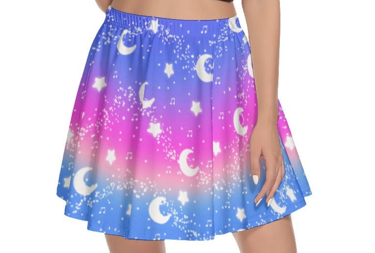 Magical Fairy Time (Rainbow Twilight) Mini Skater Skirt