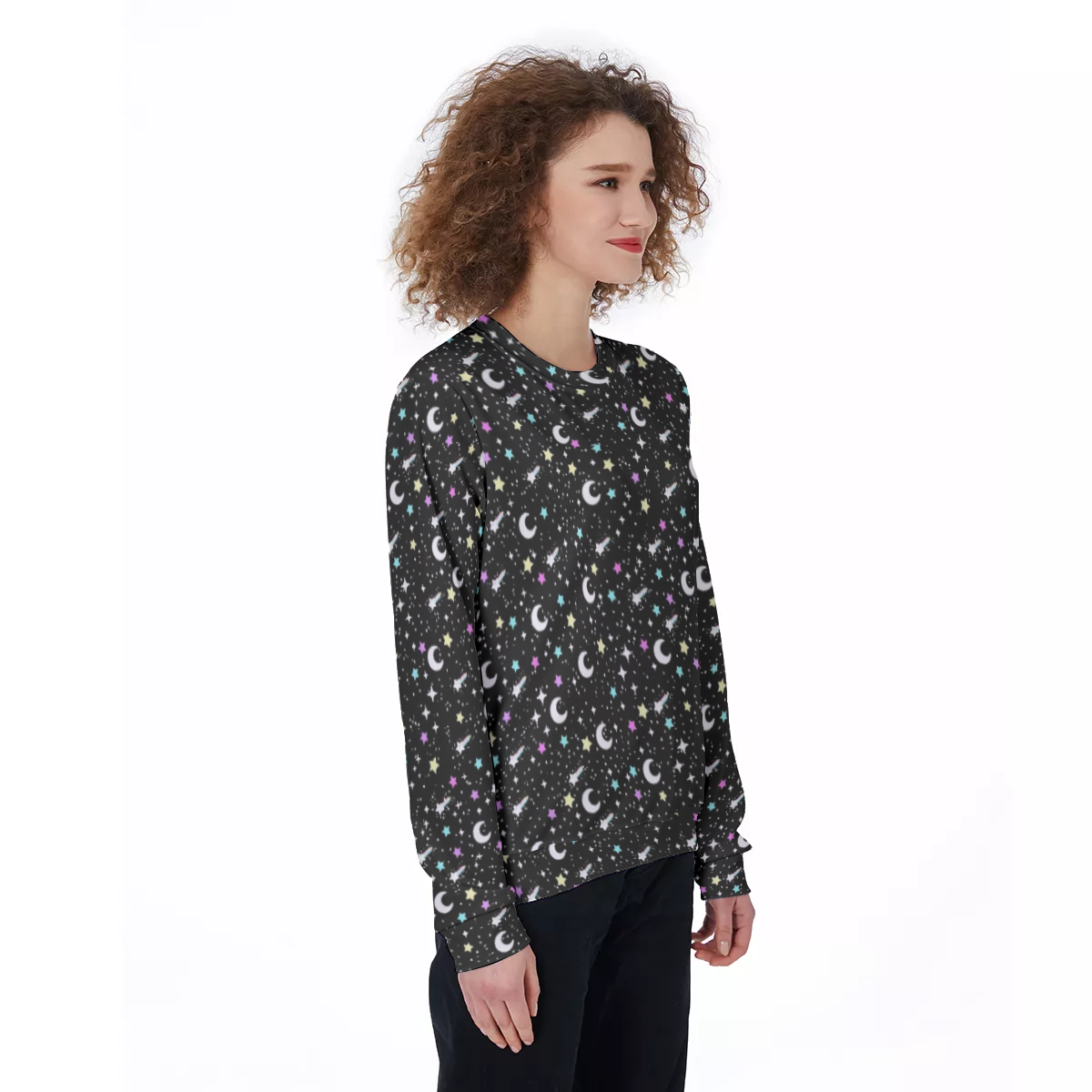 Starry Glitter Black Unisex Cozy Sweatshirt